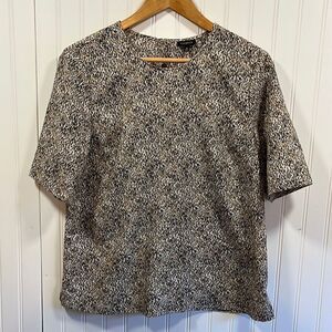 Talbots animal print short sleeve blouse